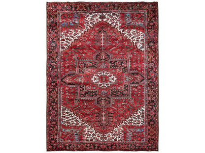 Heriz Heriz hand-knotted wool rug in Red & Chocolate Brown, 9'7" x 12'2" — SKU O0256