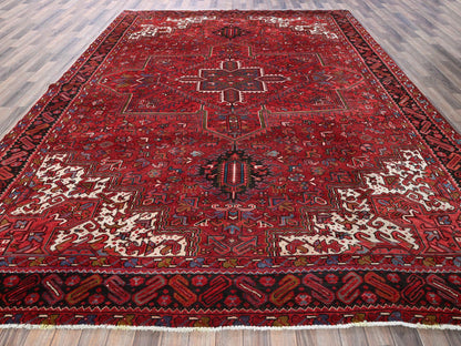 Heriz Heriz hand-knotted wool rug in Red & Chocolate Brown, 9'7" x 12'2" — SKU O0256 (view 2)