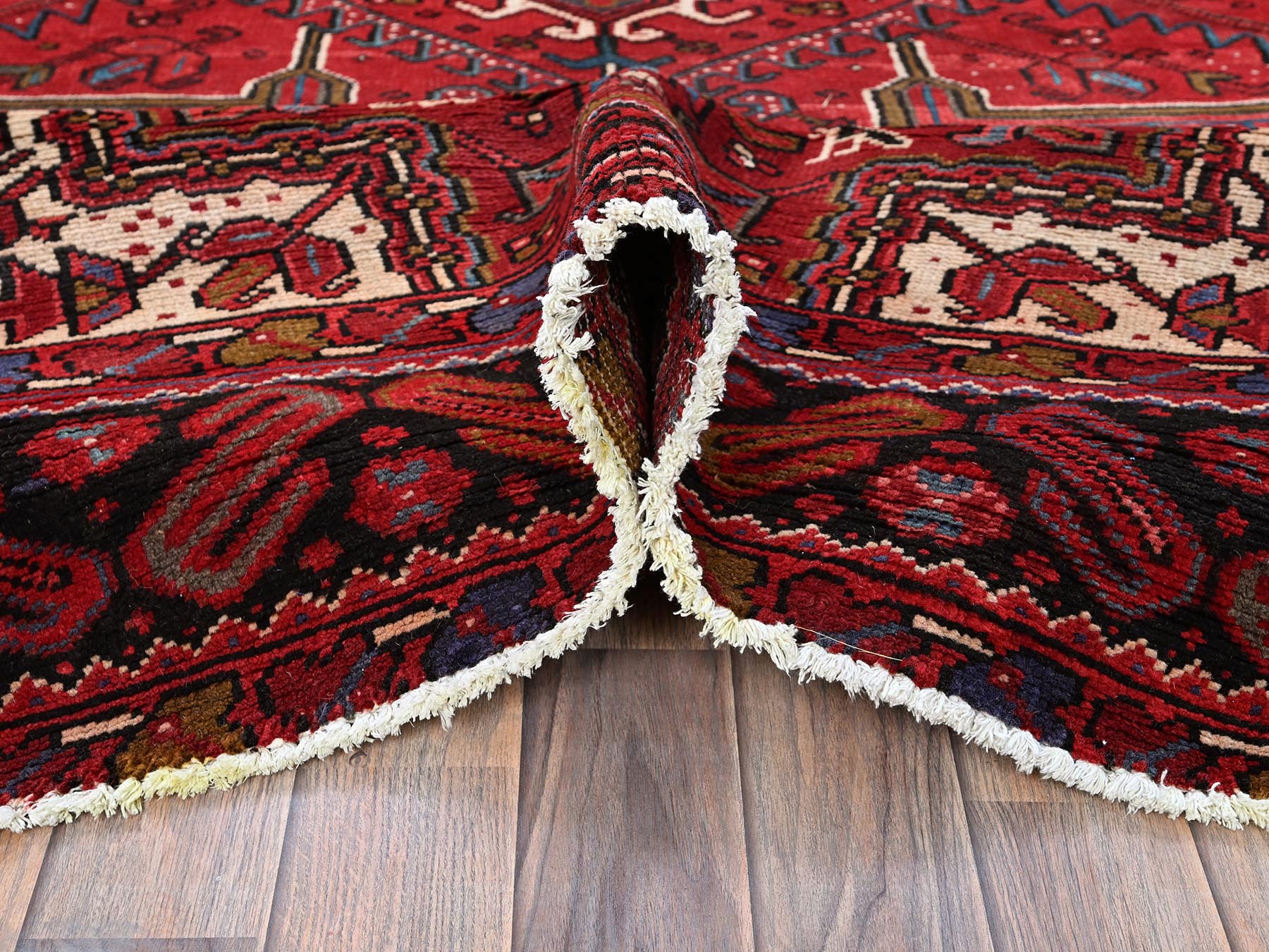Heriz Heriz hand-knotted wool rug in Red & Chocolate Brown, 9'7" x 12'2" — SKU O0256 (view 5)