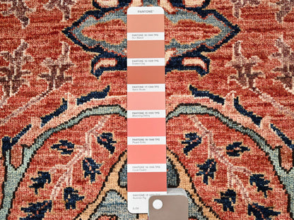 Heriz Tribal & Geometric hand-knotted wool rug in Orange & Midnight Blue, 2'2" x 3' — SKU O02570 (view 4)