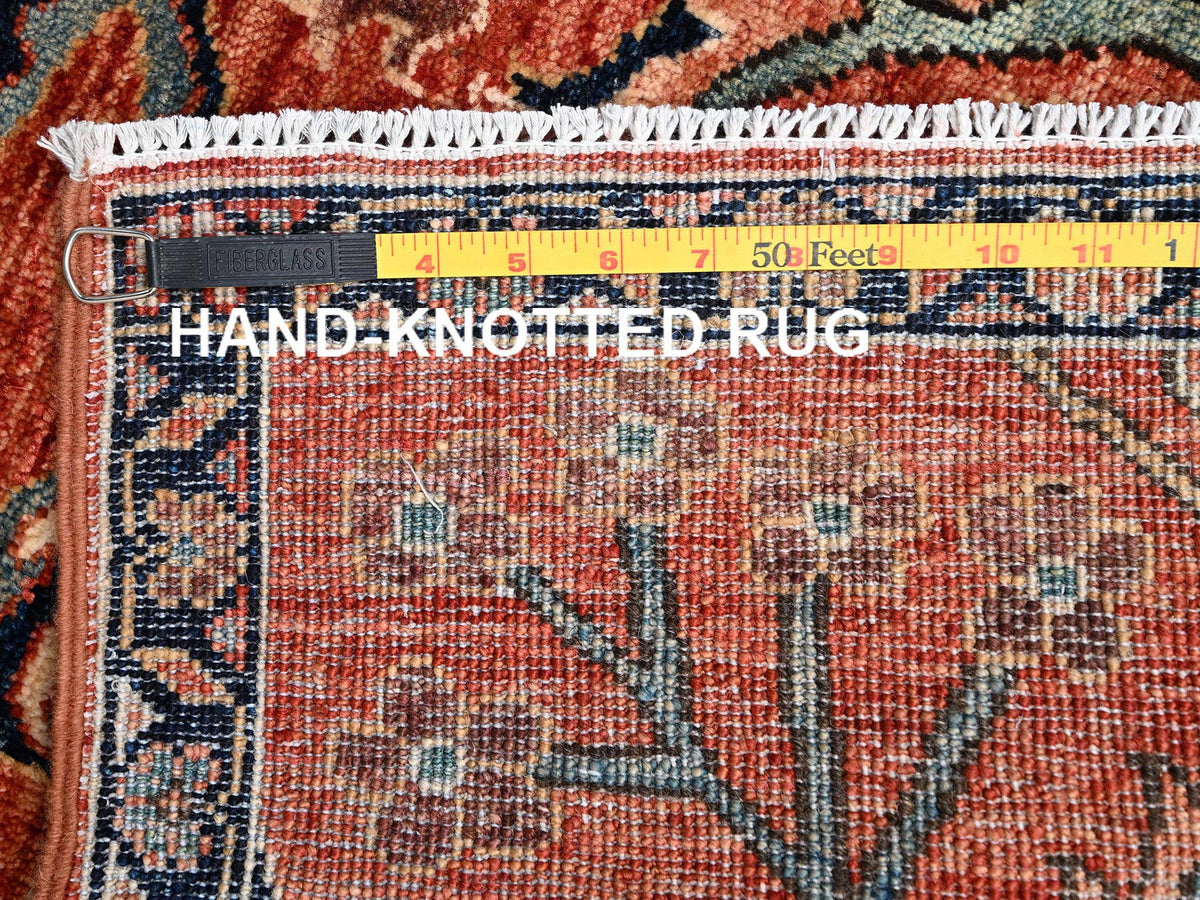 Heriz Tribal & Geometric hand-knotted wool rug in Orange & Midnight Blue, 2'2" x 3' — SKU O02570 (view 7)