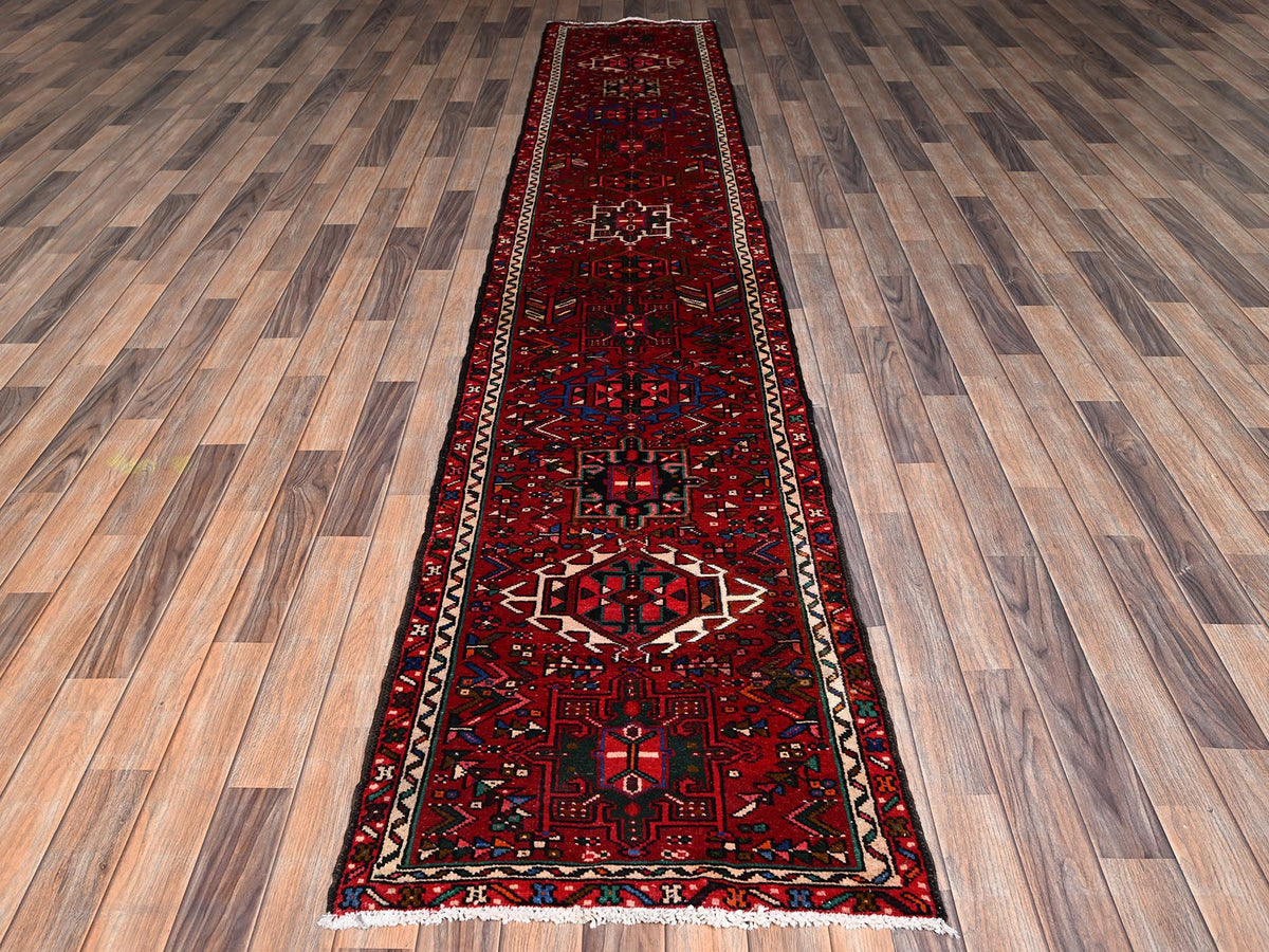 Heriz hand-knotted wool runner in Red, 2'4" x 12'5" — SKU O02580 (view 2)