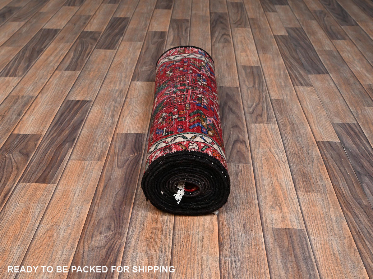 Heriz hand-knotted wool runner in Red, 2'4" x 12'5" — SKU O02580 (view 5)