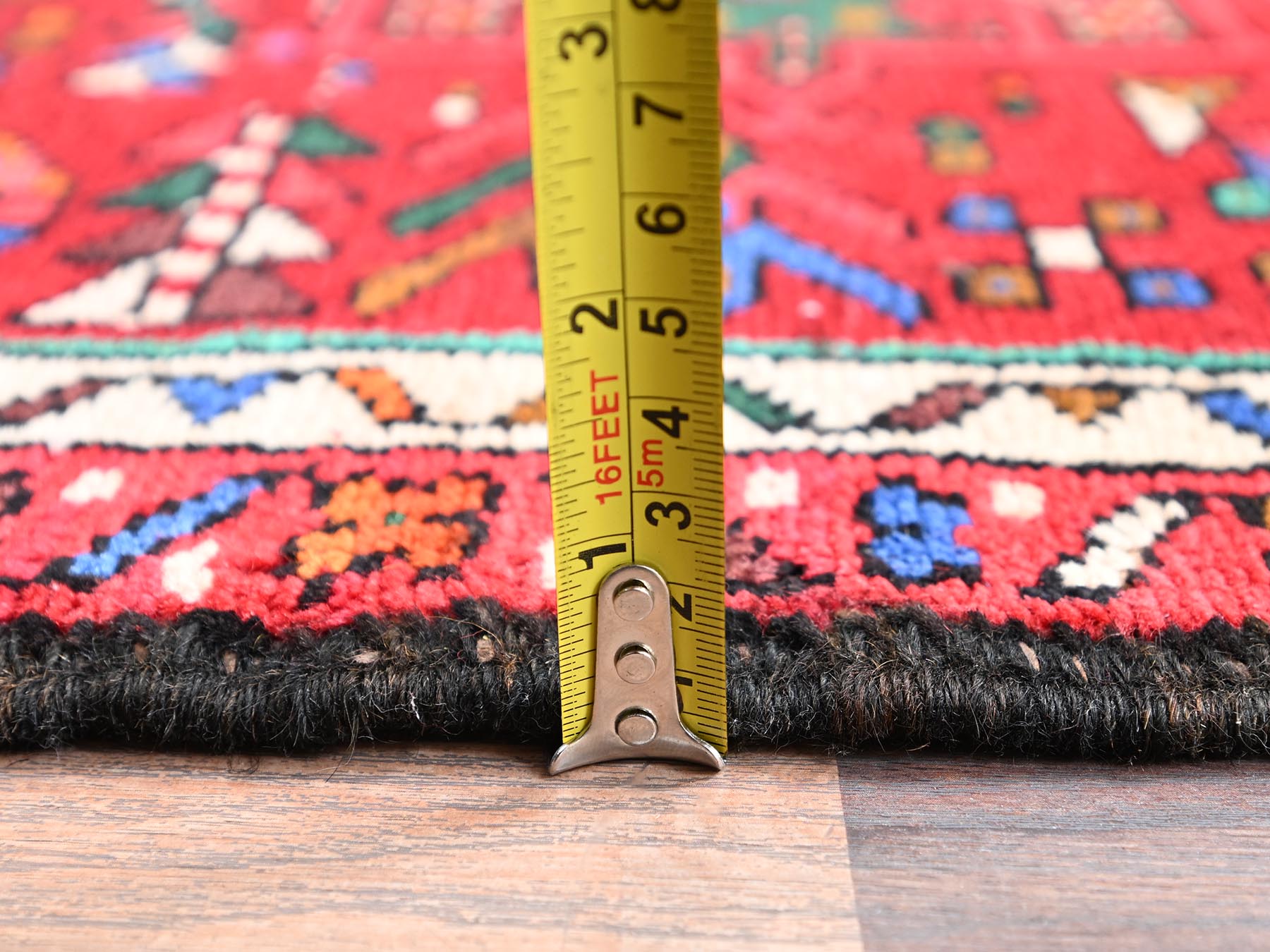 Heriz hand-knotted wool runner in Red, 2'4" x 12'5" — SKU O02580 (view 6)