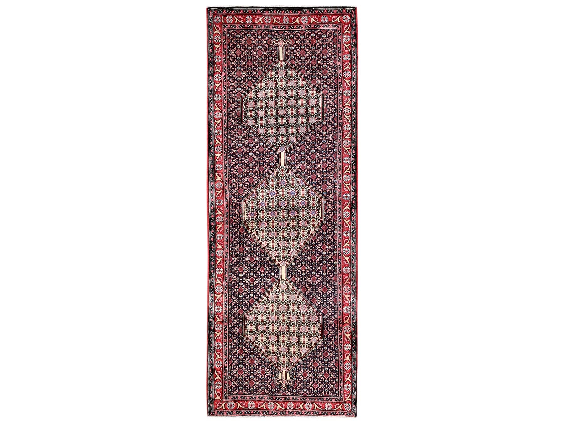 Blue 3'1" x 8'5" Tribal & Geometric Hand knotted Wool Rug - Sku: O02583