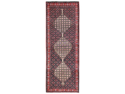 Blue 3'1" x 8'5" Tribal & Geometric Hand knotted Wool Rug - Sku: O02583