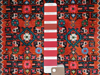 Tribal & Geometric hand-knotted wool runner in Red & Ivory, 2'5" x 6'5" — SKU O02586 (view 4)