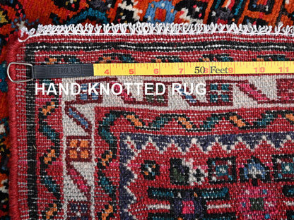 Tribal & Geometric hand-knotted wool runner in Red & Ivory, 2'5" x 6'5" — SKU O02586 (view 7)