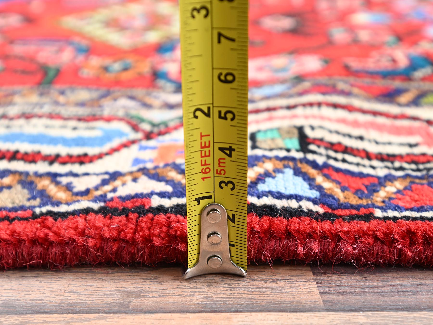 Hamadan Tribal & Geometric hand-knotted wool runner in Red & Ivory, 2'8" x 5'11" — SKU O02587 (view 6)