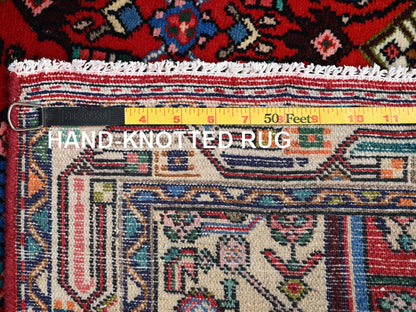 Hamadan Tribal & Geometric hand-knotted wool runner in Red & Ivory, 2'8" x 5'11" — SKU O02587 (view 7)