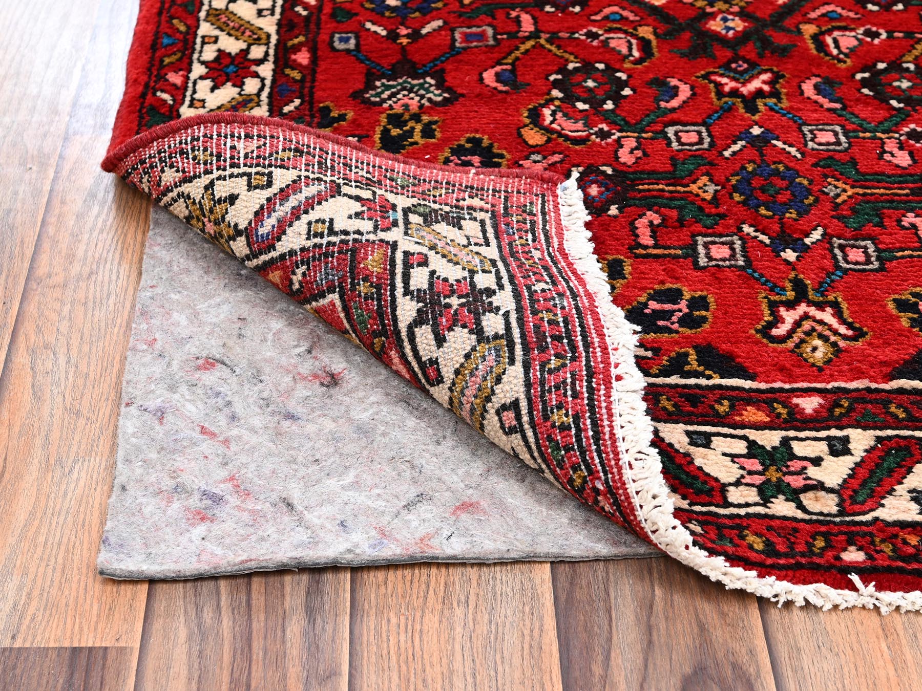 Tribal & Geometric hand-knotted wool runner in Red & Ivory, 2'10" x 9'9" — SKU O02588 (view 3)