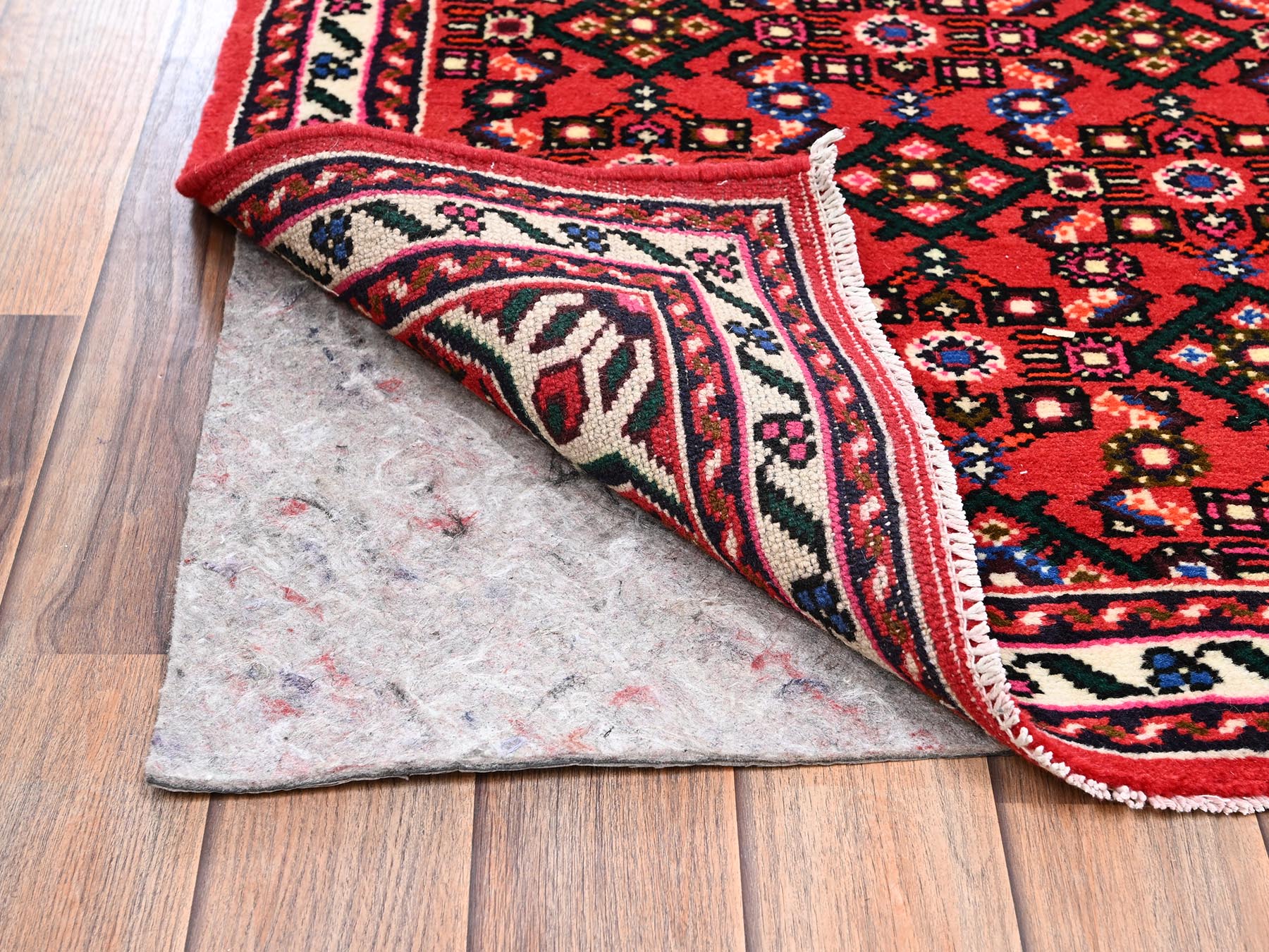 Tribal & Geometric hand-knotted wool runner in Red & Ivory, 2'5" x 6'4" — SKU O02589 (view 3)