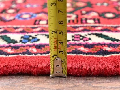 Tribal & Geometric hand-knotted wool runner in Red & Ivory, 2'5" x 6'4" — SKU O02589 (view 6)