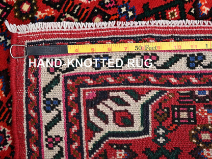 Tribal & Geometric hand-knotted wool runner in Red & Ivory, 2'5" x 6'4" — SKU O02589 (view 7)