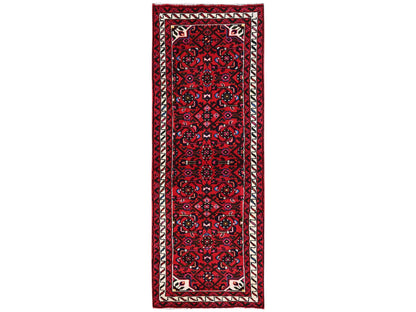 Tribal & Geometric hand-knotted wool runner in Red & Ivory, 2'3" x 6'5" — SKU O02591