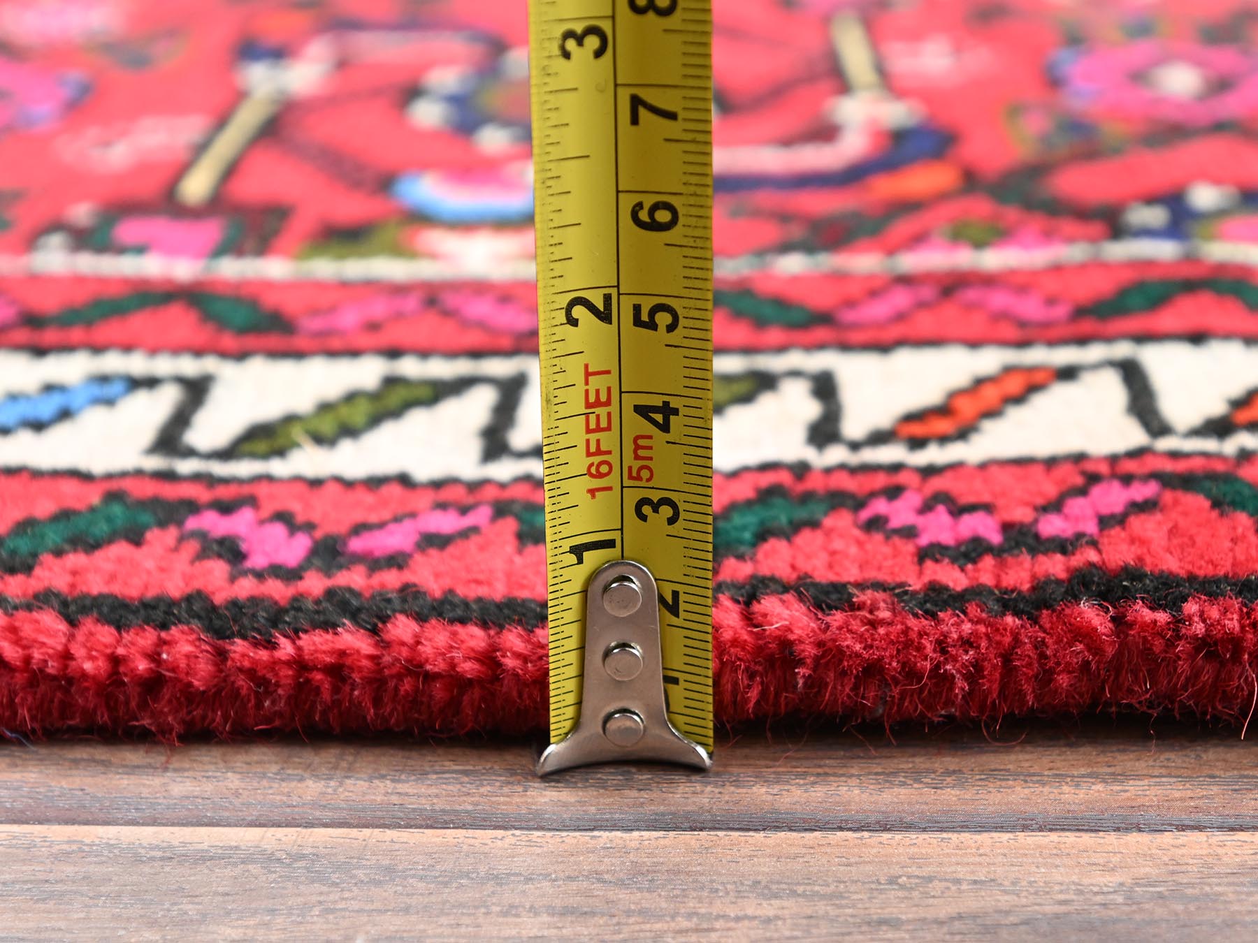 Tribal & Geometric hand-knotted wool runner in Red & Ivory, 2'3" x 6'5" — SKU O02591 (view 6)