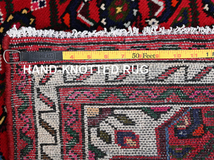 Tribal & Geometric hand-knotted wool runner in Red & Ivory, 2'3" x 6'5" — SKU O02591 (view 7)