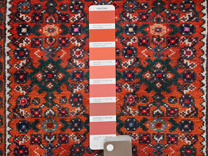 Tribal & Geometric hand-knotted wool runner in Orange & Ivory, 2'6" x 9'4" — SKU O02594 (view 4)
