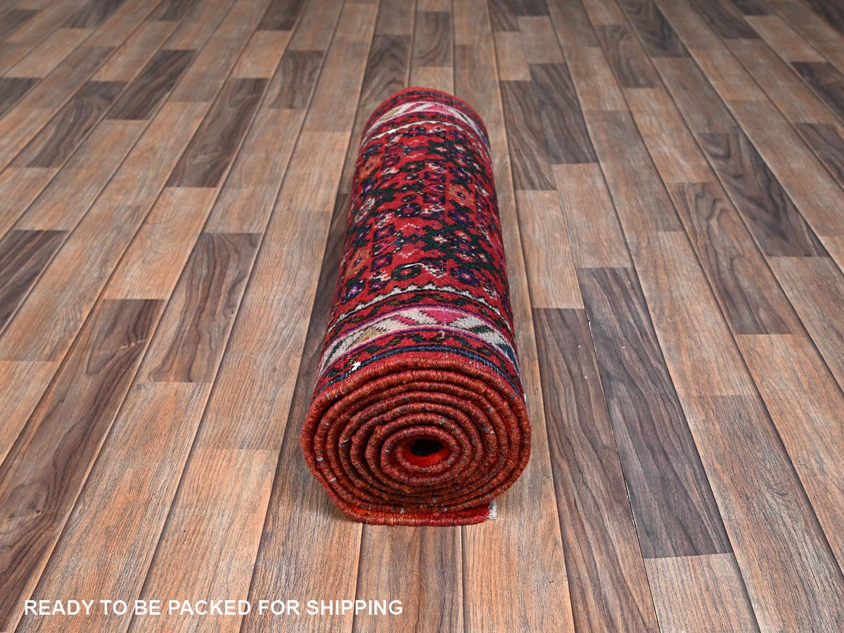 Tribal & Geometric hand-knotted wool runner in Orange & Ivory, 2'6" x 9'4" — SKU O02594 (view 5)