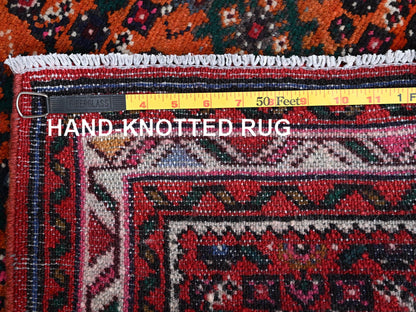 Tribal & Geometric hand-knotted wool runner in Orange & Ivory, 2'6" x 9'4" — SKU O02594 (view 7)