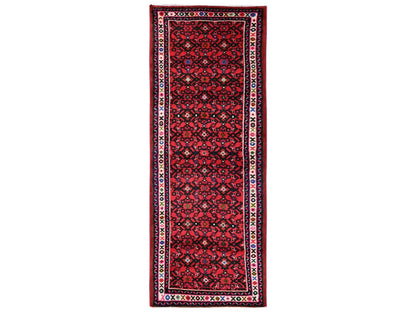 Tribal & Geometric hand-knotted wool runner in Red & Ivory, 2'3" x 6'3" — SKU O02597