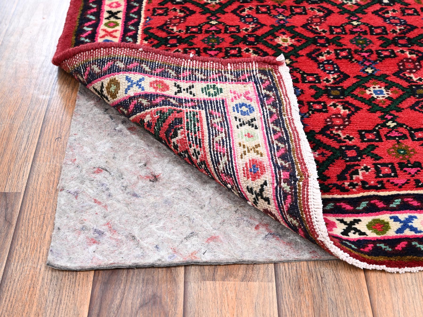 Tribal & Geometric hand-knotted wool runner in Red & Ivory, 2'3" x 6'3" — SKU O02597 (view 3)