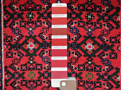 Tribal & Geometric hand-knotted wool runner in Red & Ivory, 2'3" x 6'3" — SKU O02597 (view 4)