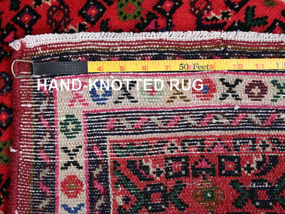 Tribal & Geometric hand-knotted wool runner in Red & Ivory, 2'3" x 6'3" — SKU O02597 (view 7)