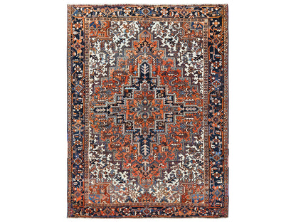 Orange 7'7" x 10'2" Heriz Hand knotted Wool Rug - Sku: O0259