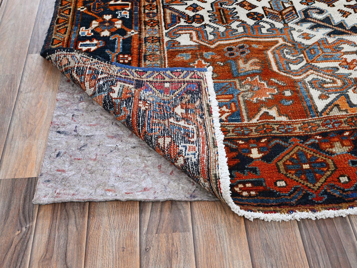 Heriz Heriz hand-knotted wool rug in Orange & Midnight Blue, 7'7" x 10'2" — SKU O0259 (view 4)