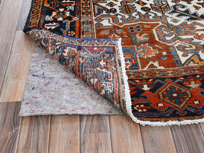 Heriz Heriz hand-knotted wool rug in Orange & Midnight Blue, 7'7" x 10'2" — SKU O0259 (view 4)