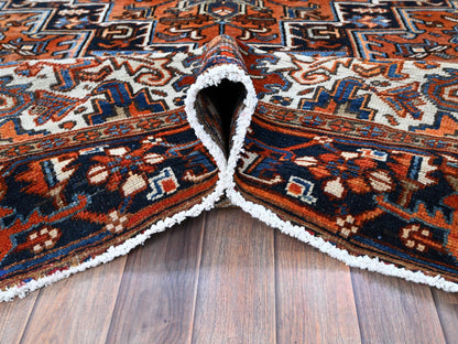 Heriz Heriz hand-knotted wool rug in Orange & Midnight Blue, 7'7" x 10'2" — SKU O0259 (view 5)