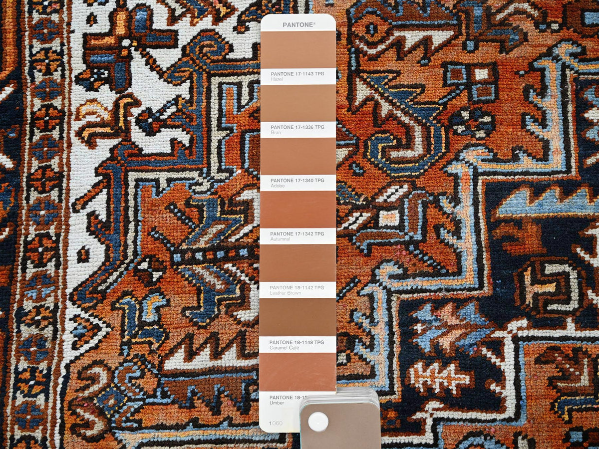 Heriz Heriz hand-knotted wool rug in Orange & Midnight Blue, 7'7" x 10'2" — SKU O0259 (view 7)