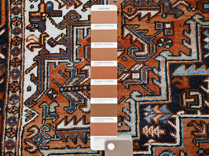 Heriz Heriz hand-knotted wool rug in Orange & Midnight Blue, 7'7" x 10'2" — SKU O0259 (view 7)