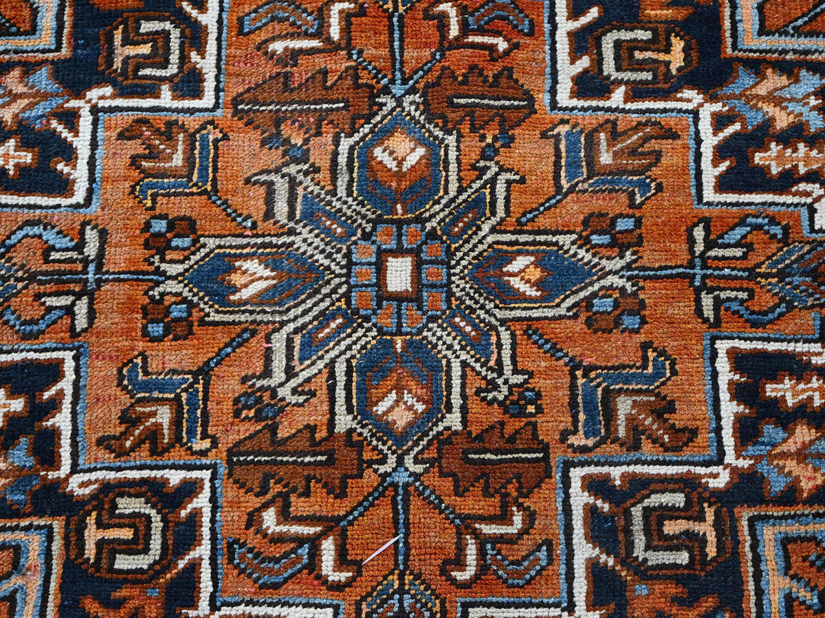 Heriz Heriz hand-knotted wool rug in Orange & Midnight Blue, 7'7" x 10'2" — SKU O0259 (view 8)