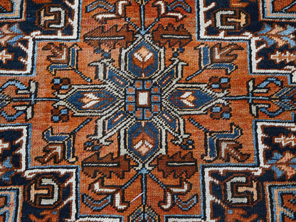 Heriz Heriz hand-knotted wool rug in Orange & Midnight Blue, 7'7" x 10'2" — SKU O0259 (view 8)