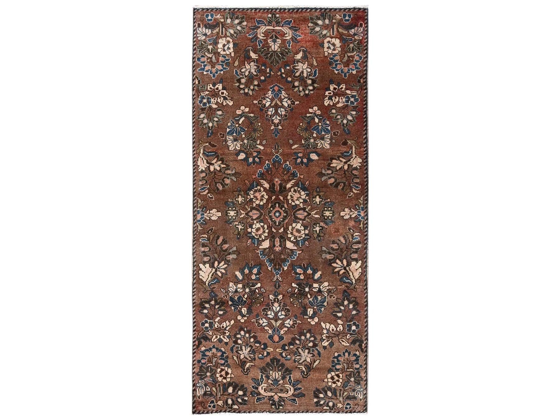 Brown 2'7" x 5'11" Vintage Hand knotted Wool Rug - Sku: O02601