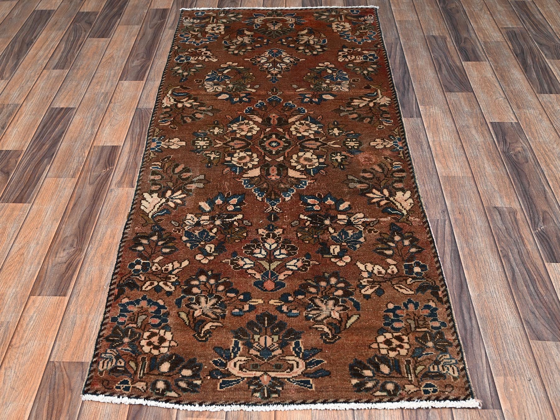 Brown 2'7" x 5'11" Vintage Hand knotted Wool Rug - Sku: O02601