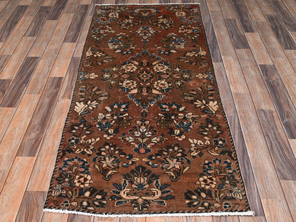 Brown 2'7" x 5'11" Vintage Hand knotted Wool Rug - Sku: O02601