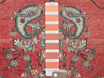 Vintage hand-knotted wool runner in Red & Gray, 2'6" x 9'6" — SKU O02602 (view 4)
