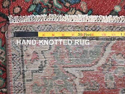 Vintage hand-knotted wool runner in Red & Gray, 2'6" x 9'6" — SKU O02602 (view 7)