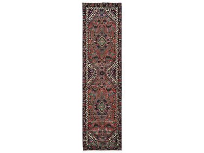 Brown 2'6" x 9'11" Vintage Hand knotted Wool Rug - Sku: O02606