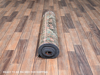 Brown 2'10" x 9'9" Vintage Hand knotted Wool Rug - Sku: O02612