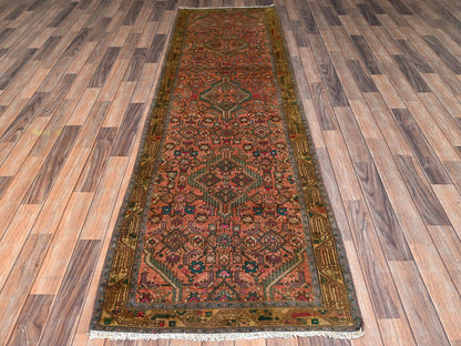 Brown 2'9" x 9'4" Vintage Hand knotted Wool Rug - Sku: O02613