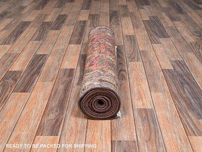 Brown 2'9" x 9'4" Vintage Hand knotted Wool Rug - Sku: O02613