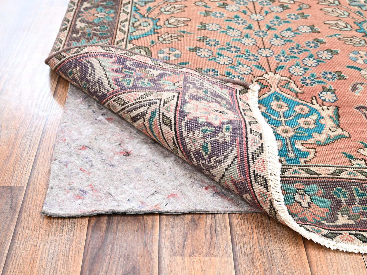 Tabriz Vintage hand-knotted wool runner in Pink & Purple, 2'9" x 12'2" — SKU O02614 (view 3)