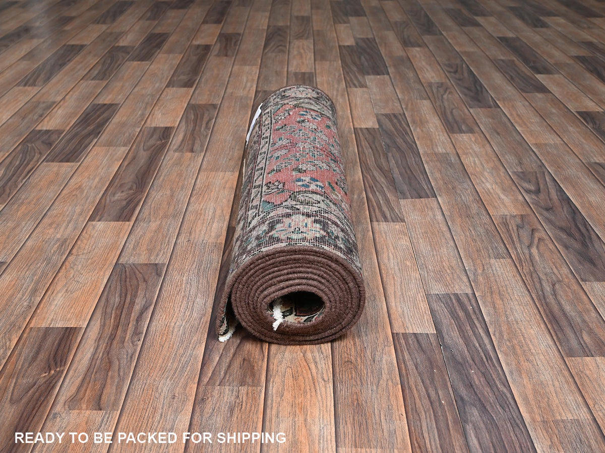 Tabriz Vintage hand-knotted wool runner in Pink & Purple, 2'9" x 12'2" — SKU O02614 (view 5)
