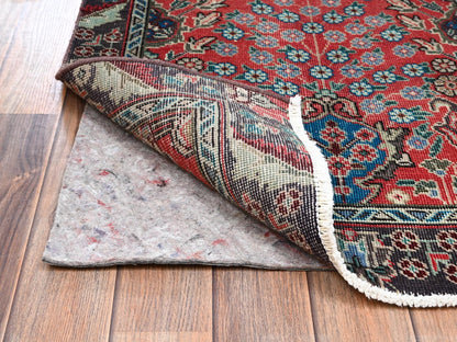 Tabriz Vintage hand-knotted wool runner in Red & Chocolate Brown, 2'3" x 15' — SKU O02615 (view 3)