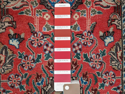 Tabriz Vintage hand-knotted wool runner in Red & Chocolate Brown, 2'3" x 15' — SKU O02615 (view 4)