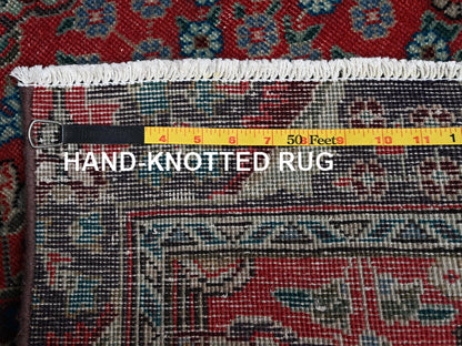 Tabriz Vintage hand-knotted wool runner in Red & Chocolate Brown, 2'3" x 15' — SKU O02615 (view 7)